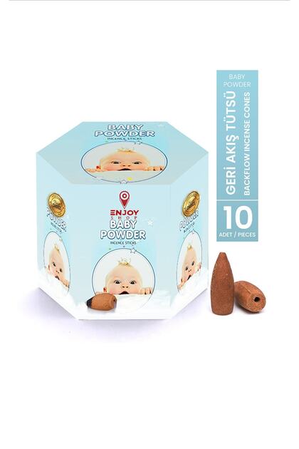 Baby Pudra Tütsü Geri Akış Şelale Konik Backflow Incense Cones 10 Adet / Pieces