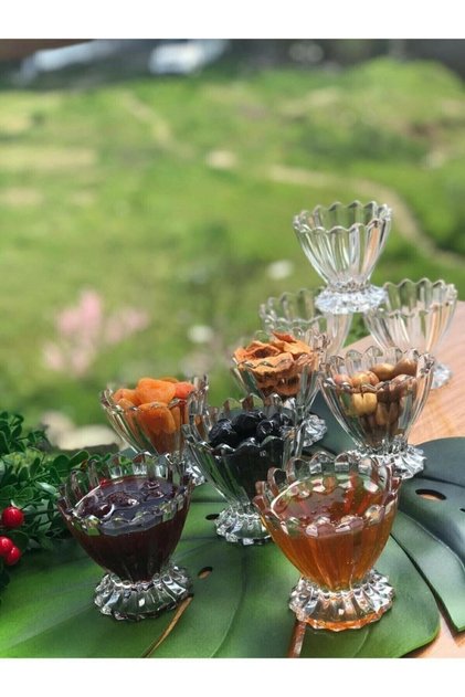 Luxury Glass Magnolia Ice Cream Bowl & Snack Bowl Jam Bowl Set of 6