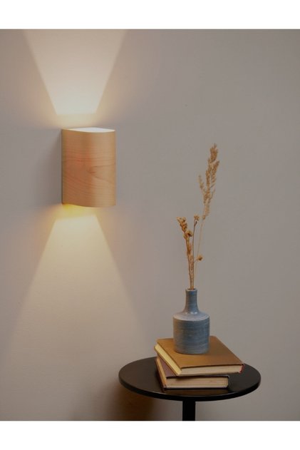 Double-Way Wooden Living Room Wall Sconce Chandelier with Curved Edge Reflection Design - Gu 10 Lampholder