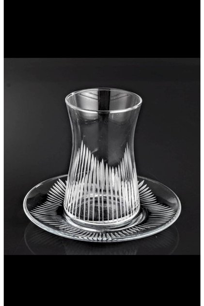 Heybeli Cut Patterned 6-Person 12-Piece Tea Cup Set