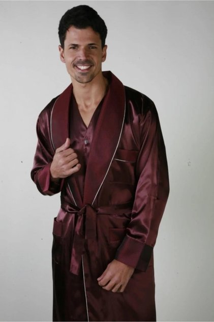 Men's Dowry 3 Piece Satin Robe and Pajama Set