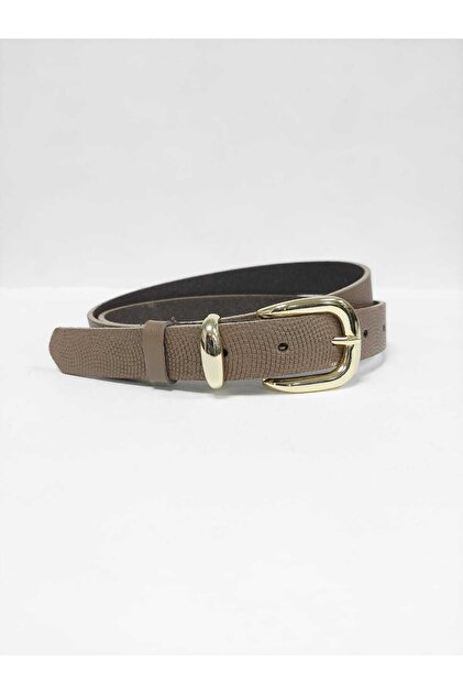100% Genuine Leather Women's Mink Belt with Gold Buckle