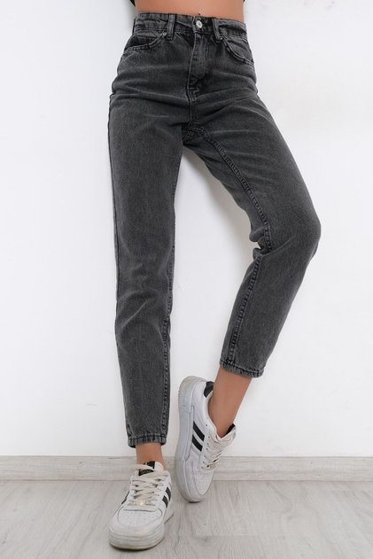 Spanish High Waist Smoked Snow Mom Jeans Lycra Colorfast Smoked Extra Comfortable Mom Jeans