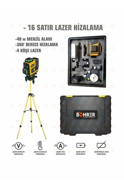 BÖHRER Profesyonel 2x Li-on Batarya 4x360 16 Satır Otomatik