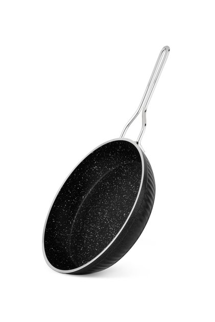 Maya Indüksiyon Taban Granit Desenli Tava Metal Kulp 24 Cm - Siyah