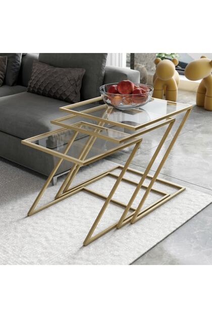 Metal Zigon Sehpa Gold
