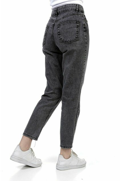 Fast Power Lycra Grinded Anthracite Mom Jean Smoked Boyfriend