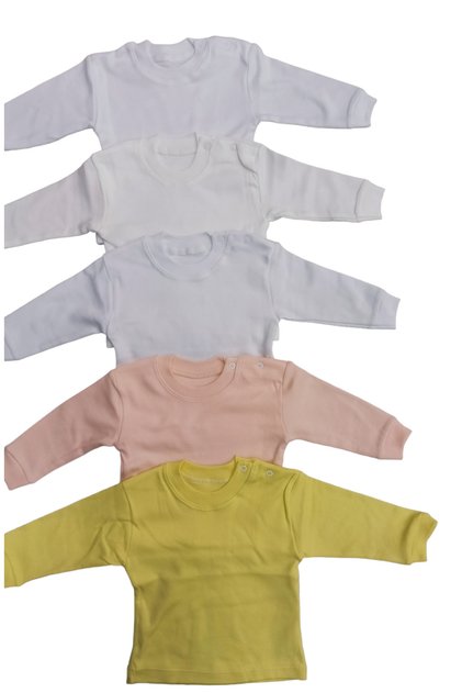 Uzun Kollu Omuzdan Çıtçıtlı Bisiklet Yaka Bebek Üst Badisi (5li Paket)