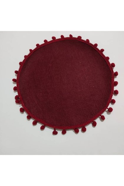 Bordo Keçeden 20 Cm Kenarları Ponponlu Supla