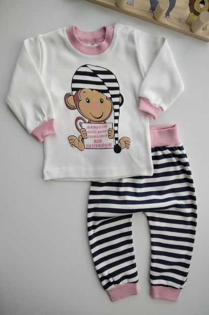 Bebek Exclusive Annecim Ben Uyuyorum Yazılı Bebek 2li Pijama Takımı - 1