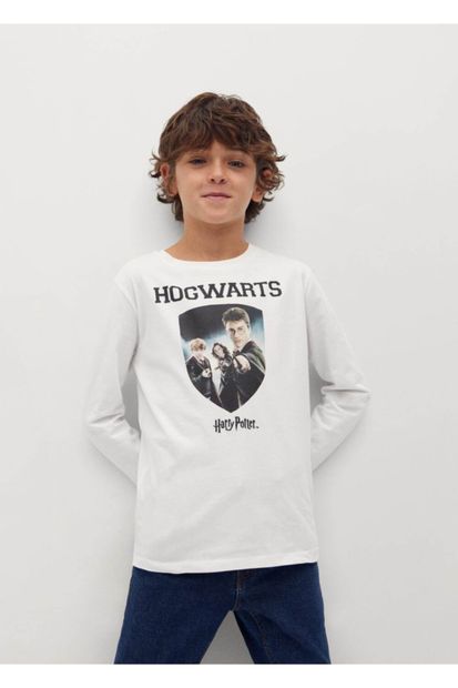 MANGO Kids Erkek Çocuk Beyaz Harry Potter Baskılı Tişört - 1