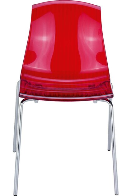 Allegra Plastik Contract Sandalye Kırmızı Transparan Mutfak Balkon Salon Bahçe Cafe