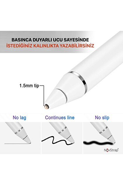 NovStrap Ipad Mini 1/2/3/4/5/6 Nesil Ile Uyumlu Active Stylus