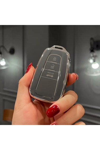 Toyota Keyless Entry TPU Material Gray Key Case (3 Keys)