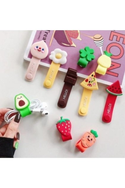 Sevimli Silikon Kablo Sarma Aparatı 4'lü Set-ıphone 5 5s 6 6s 7 8 Plus X Xr Xs Kablo Toparlayıcı