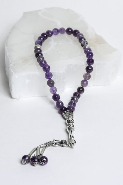 Amethyst Facet Cut 8 mm Natural Stone Rosary