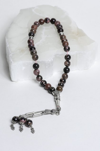 Rodonite Sphere Cut 8 mm Natural Stone Rosary