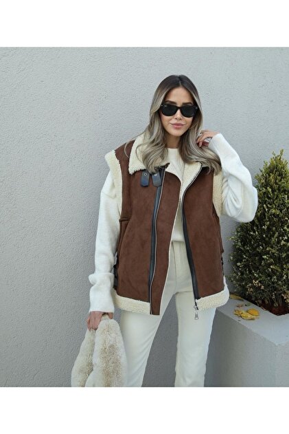leather vest suede and fur vest