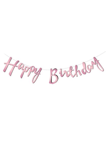 Happy Birthday Text Banner Pink Birthday