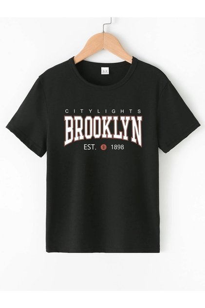 Crew Neck Brooklyn Printed Girls/Boys T-Shirt