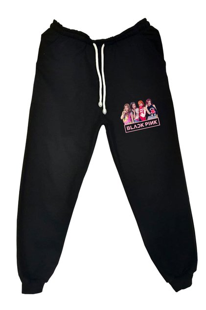 Girls/Boys Black Pink Digital Printed Single Sweatpants Knitted Two Threads with Raised Inside (fleece)