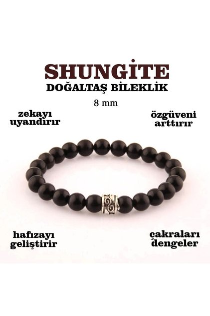 Certified Shungite Natural Stone Bracelet 8 Mm, B944