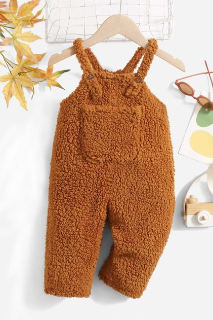 Boys Girls Baby And Children Plush Fluffy Fabric Monthly And Age Salopet