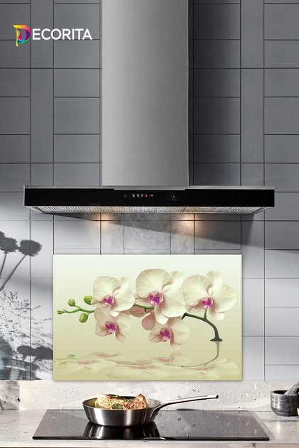 Glass Stove Back Protector| Cream Orchid| 40cm X 60cm