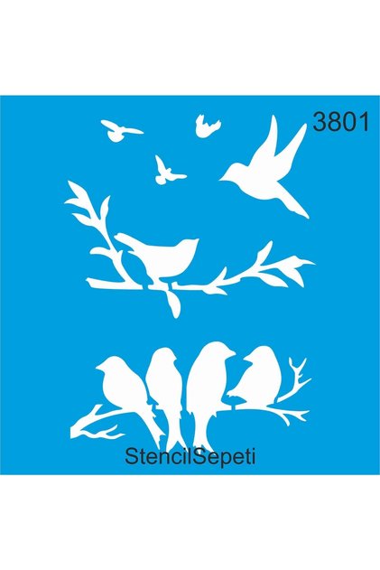 Birds on a Branch - Stencil Painting Template 30x30cm