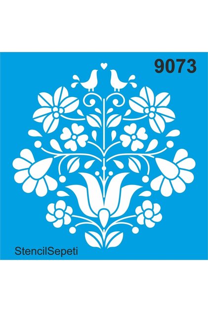 Pigeon And Flowers - Stencil Painting Template 30x30cm