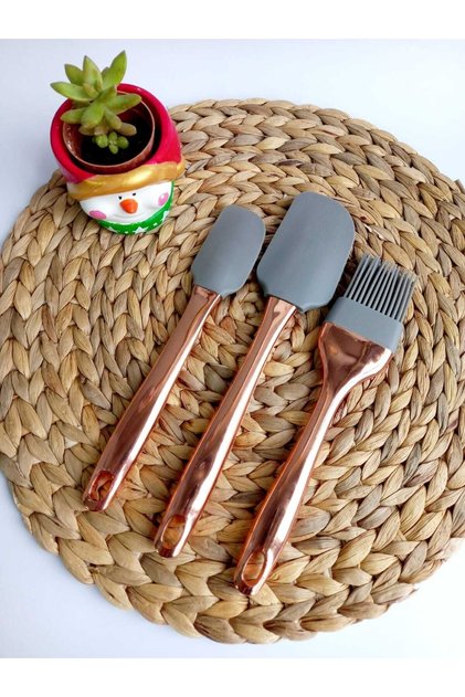 Silicone Spatula Set Gold Series, 3 Piece Silicone Spatula Set Gold