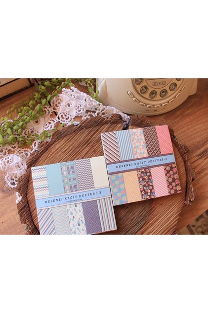 2 Patterned Paper Notebook Journal Vintage