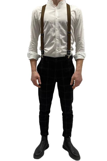 100% Leather Brown Unisex Trouser Strap