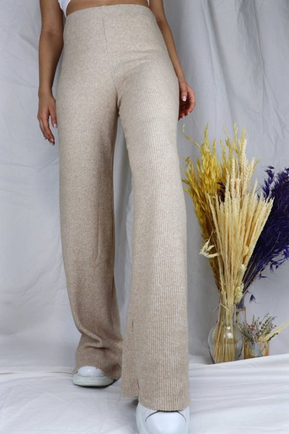 Wide Leg Fitilli Triko Pantolon