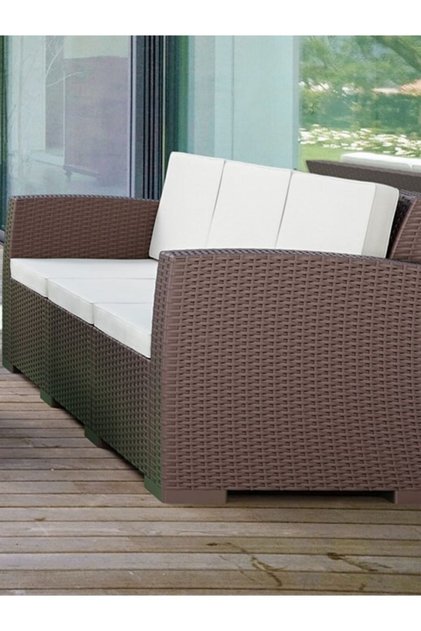 Minderli Rattan Monaco Üç Kişilik Dış Mekan Koltuğu
