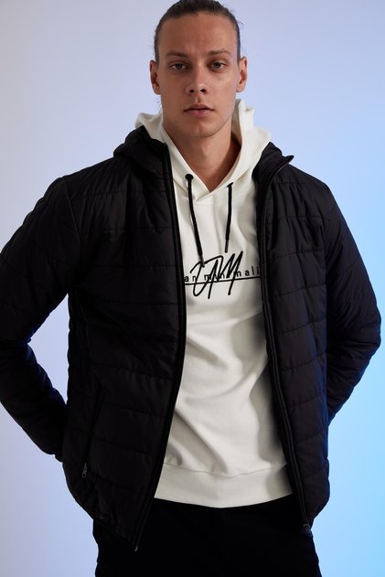 Slim Fit Hooded Faux Fur Synthetic Coat