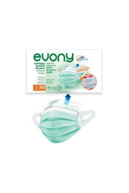 50'li Evony Yumuşak Elastik Kulaklı Cerrahi Maske