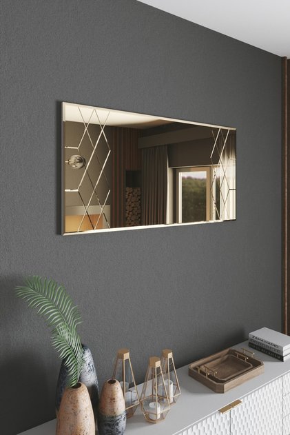 Dekoratif Konsol Ve Boy Aynası Baklava Kanal Bronz Renk 140x70 Cm