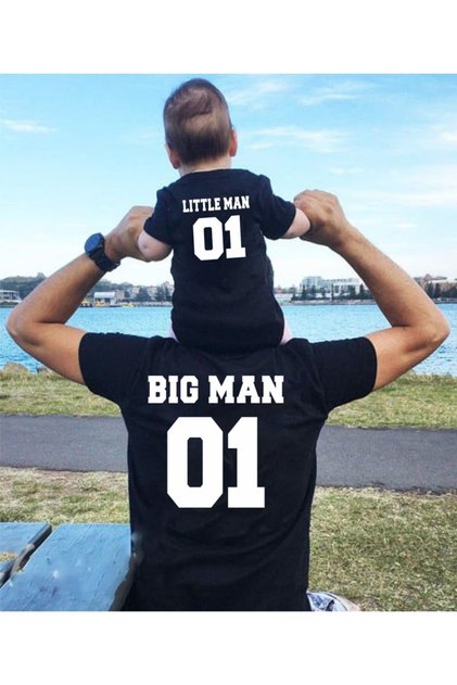 Big Man Little Man Black Tshirt Bodysuit (IT IS A SINGLE PRODUCT, TO MAKE A COMBINATION, ADD 2 PIECES TO THE CART)