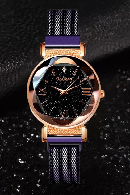 Women's Wristwatch Rose Gold Purple Color