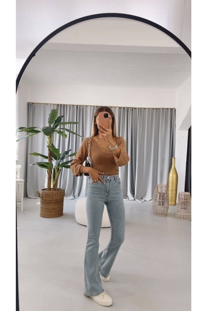 Arya Spanish Spaghetti Jeans Colorfast Blue Snow Wash Spanish Jeans High Waist Jeans