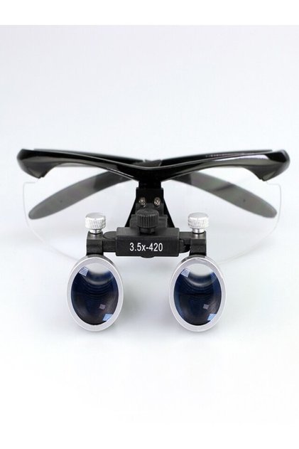 Diş Cerrahi Gözlük Lens Büyüteç 3.5x 420mm Siyah Renk(taşıma Çantası) Binoküler