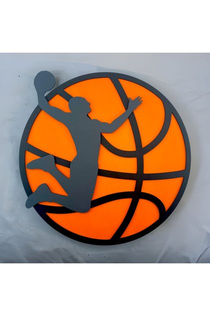 Ahşap Mdf Basketbol Oynayan Oyuncu Desenli Duvar Tablosu