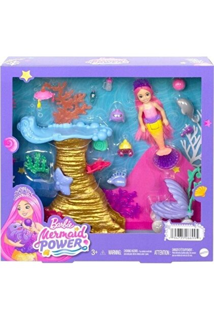 Barbie Chelsea Deniz Kızı Bebek, 4 Hayvan Figürü, Mercan Resifi