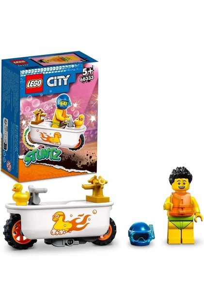 60333 Şehir Stuntz Banyo Dublör Bisiklet Seti Motosiklet Mini Şekil Eylem Oyuncak Hediye Erkek