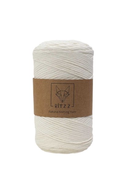 Ekru Tek Burgulu Pamuk Ip String Makrome Ipi 2mm