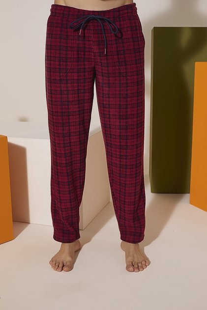 Unisex Comfortable Calip Plaid Fleece Wool Pajamas Tracksuit