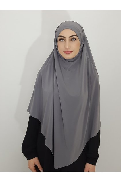 Ready Suffle Bagged Practical Capeli Large Scarf Khimar Gray Color