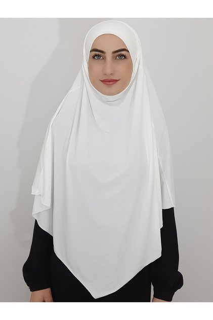 Ready-made Souffle Bagged Practical Scarf Khimar Ecru Color