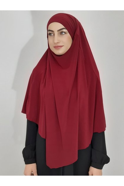 Ready Suffle Bagged Practical Capeli Large Scarf Khimar Claret Red Color